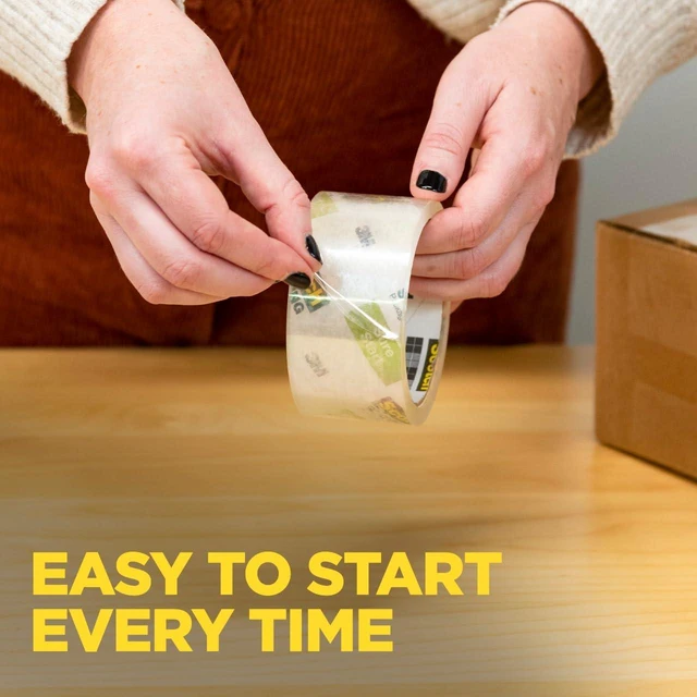 Alt view image 2 of 6 - Scotch Sure Start Shipping Packaging Tape, 1.88" x 54.6 yd, Designed for Packing, Shipping and Mailing, Quiet Unwind, No Splitting or Tearing, 3" Core, Clear, 1 Roll (345)