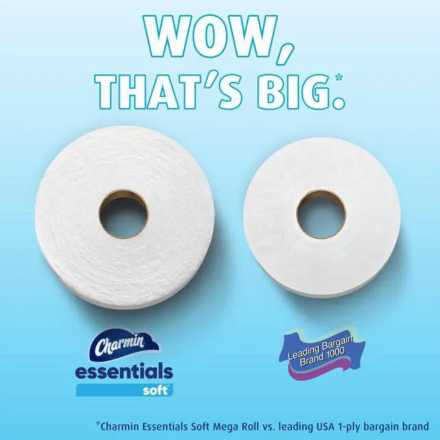 Alt view image 5 of 7 - Charmin Essentials Soft Toilet Paper 6 Mega Rolls, 330 sheets per roll