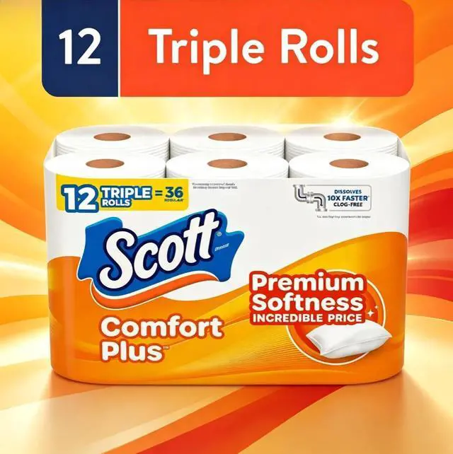 Main image of ICUTE-Scott Comfort Plus Toilet Paper, 12 Triple Rolls