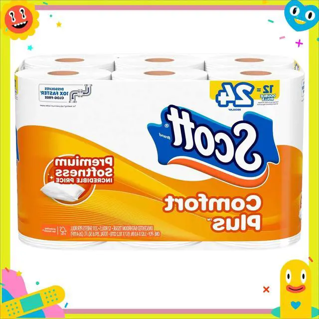 Alt view image 2 of 2 - ComfortPlus 1-Ply Bath Toilet Paper, 12 Triple Rolls Equal to 36 Regular Rolls, 231 Sheets per Roll, Rapidly Dissolving Septic-Safe Tissue, Durable Disposable Bathroom Toilet Tissue for Household