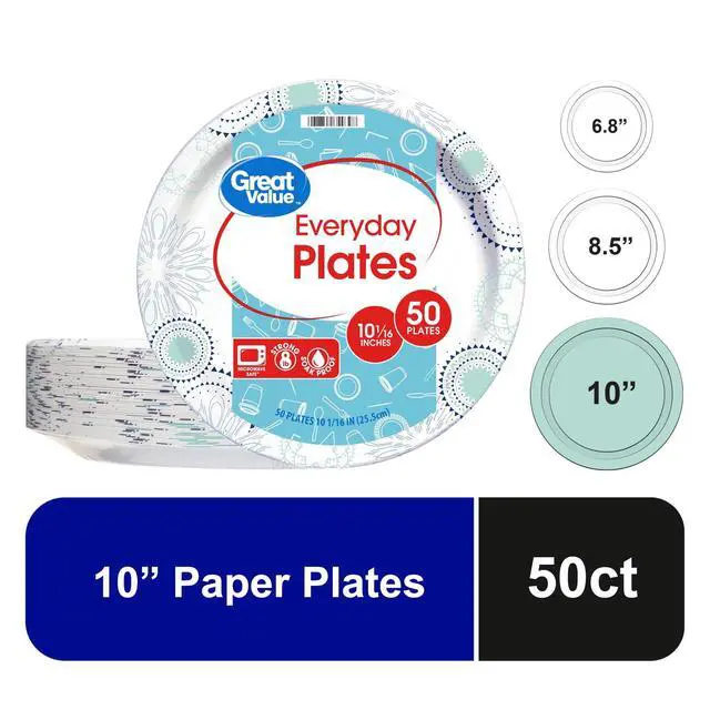 Alt view image 2 of 4 - Great Value 10 Inch Disposable Paper Plates, 50 Count, Multicolor Design