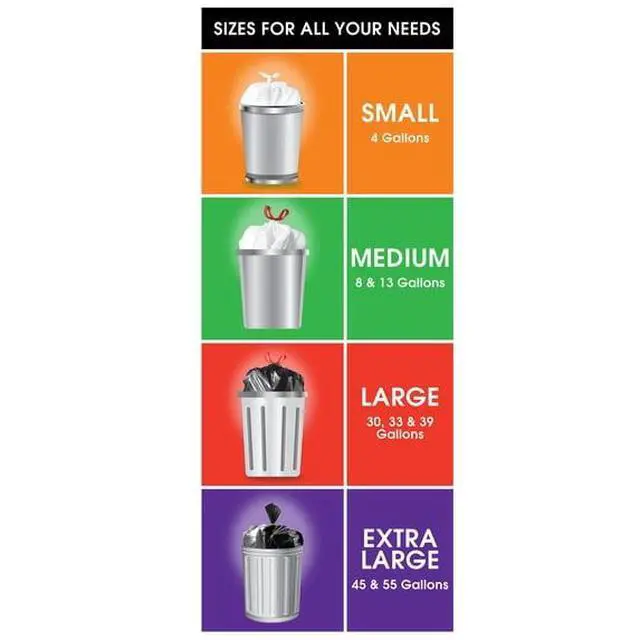 Alt view image 2 of 3 - SWEETY-Great Value 13-Gallon Drawstring Tall Kitchen Trash Bags, Unscented, 40 Bags