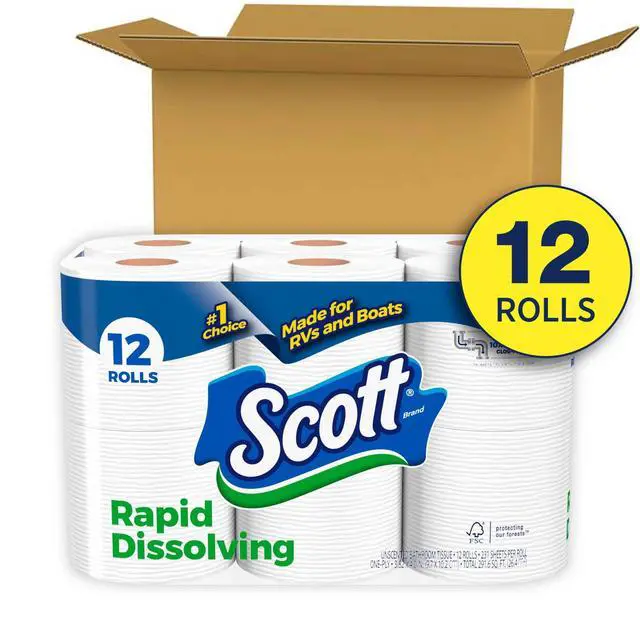 Alt view image 2 of 5 - Scott Rapid-Dissolving Toilet Paper for RVs & Boats, 12 Double Rolls