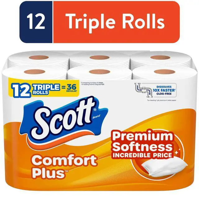 Alt view image 3 of 7 - ICUTE-Scott Comfort Plus Toilet Paper, 12 Triple Rolls
