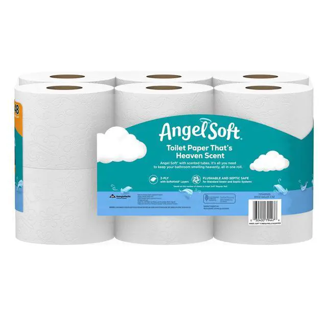 Alt view image 5 of 5 - ICUTE-Angel Soft 2-Ply Toilet Paper, Fresh Linen Scented Tube, 12 Mega Rolls, 320 Sheets per Roll