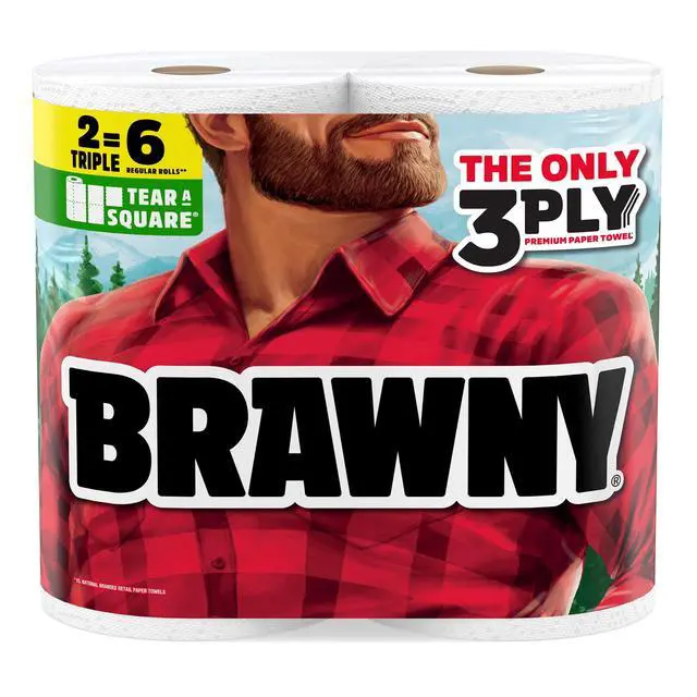 Alt view image 5 of 7 - ICUTE-Brawny Tear-A-Square 3-Ply Paper Towels, 2 Triple Rolls, 114 Sheets per Roll