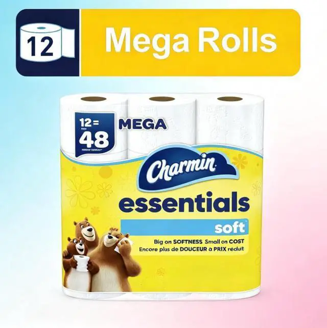 Alt view image 2 of 5 - ICUTE-Charmin Essentials Soft Toilet Paper 12 Mega Rolls, 330 Sheets Per Roll
