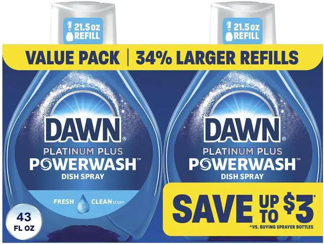Main image of ICUTE-Dawn Powerwash Spray Refill, Dish Soap, Dishwashing Liquid, Fresh, 2 Refills, 43 Fl Oz