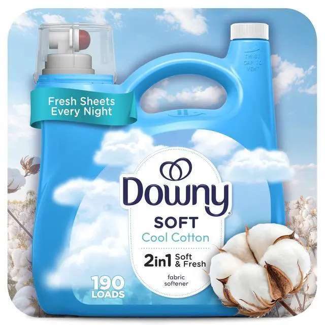Alt view image 3 of 6 - ICUTE-Downy Liquid Laundry Fabric Softener and Conditioner, Cool Cotton Scent, 140 fl oz, 190 Loads