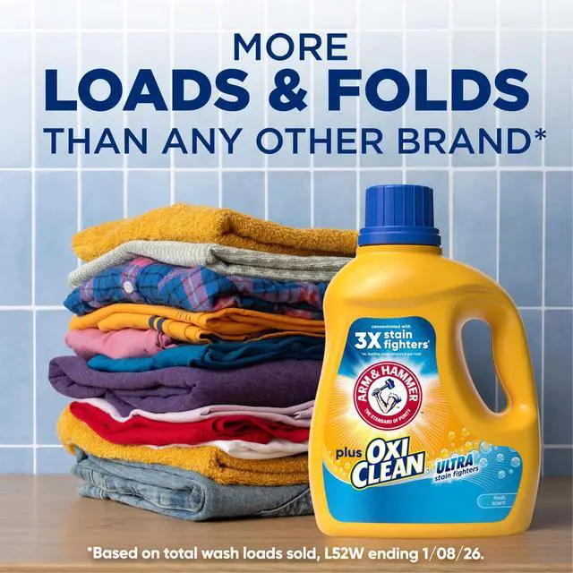 Alt view image 5 of 5 - ICUTE-ARM & HAMMER Plus OxiClean Ultra Stain Fighters Liquid Laundry Detergent, Fresh Scent 158.6 Fl Oz