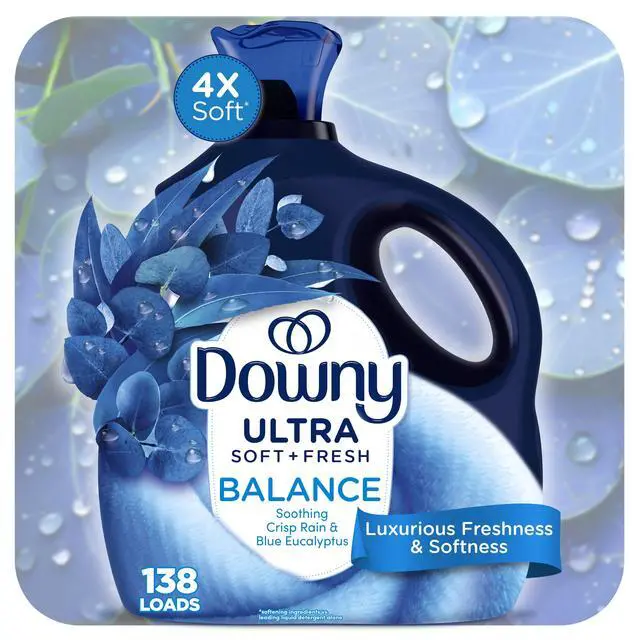 Alt view image 3 of 6 - ICUTE-Downy Ultra Soft Liquid Fabric Softener, Balance, Crisp Rain & Blue Eucalyptus, 93 fl oz, 138 Loads