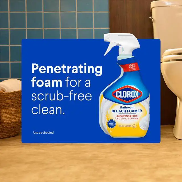 Alt view image 4 of 5 - ICUTE-Clorox Bleach Foamer Bathroom and Shower Cleaner Spray, Crisp Lemon, 30 fl oz