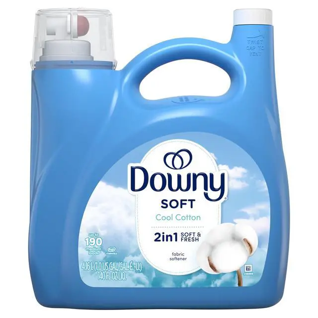 Alt view image 6 of 6 - ICUTE-Downy Liquid Laundry Fabric Softener and Conditioner, Cool Cotton Scent, 140 fl oz, 190 Loads