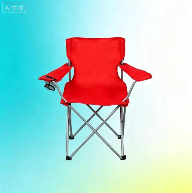 Alt view image 2 of 5 - ICUTE-Ozark Trail Quad Folding Camp Chair with Cup Holder, Bright Red
