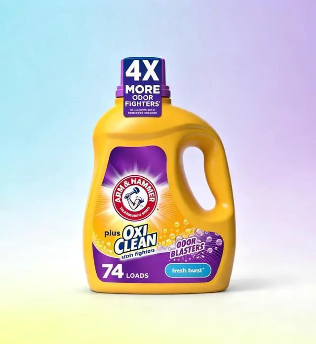 Main image of ICUTE-ARM & HAMMER Plus OxiClean with Odor Blasters Liquid Detergent, Fresh Burst, 96.2 fl oz, 74 Loads