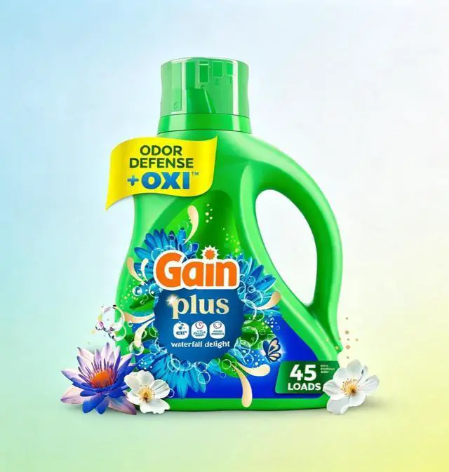 Main image of ICUTE-Gain Plus Laundry Detergent Liquid, Now with Odor Defense + OXI, Waterfall Delight Scent, 60 fl oz, 45 Loads