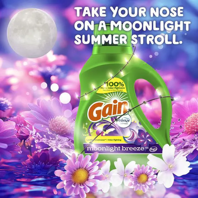 Alt view image 4 of 5 - ICUTE-Gain Laundry Detergent Liquid with Odor Fighters, Moonlight Breeze Scent, 46 fl oz, 32 Loads