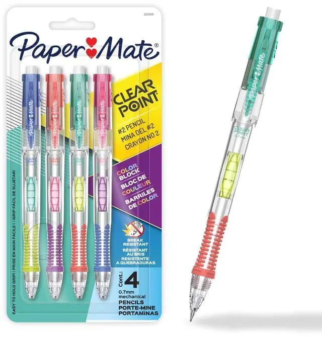 Main image of ICUTE-Paper Mate Clearpoint Mechanical Pencil, Color Block Edition, HB #2 Lead, 4 Count