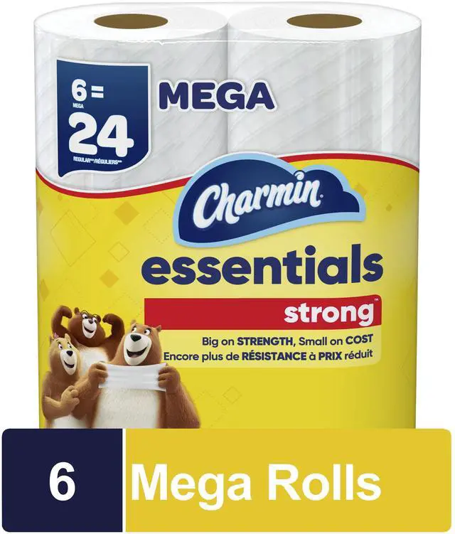 Main image of ICUTE-Charmin Essentials Strong Toilet Paper 6 Mega Rolls, 429 Sheets Per Roll