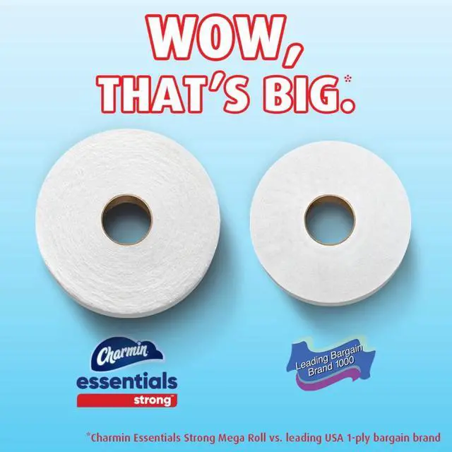 Alt view image 3 of 4 - ICUTE-Charmin Essentials Strong Toilet Paper 6 Mega Rolls, 429 Sheets Per Roll