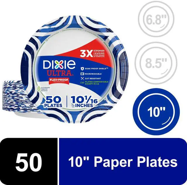 Main image of ICUTE-Dixie Ultra Disposable Paper Plates, 10", Multi-Color, 50 Count