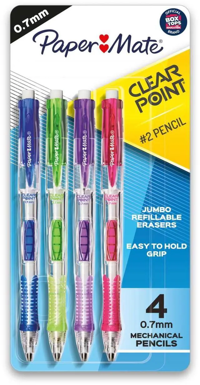 Main image of ICUTE-Paper Mate Clear Point Mechanical Pencils, 0.7mm, HB #2, Fashion Barrels, 4 Count