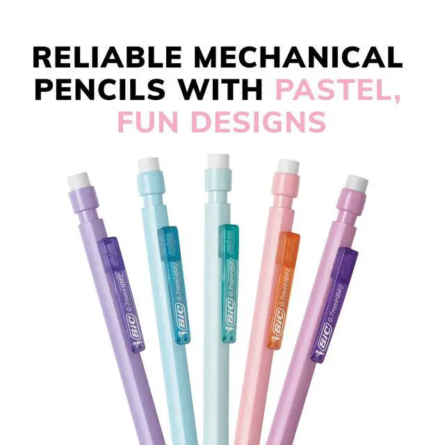 Alt view image 2 of 5 - ICUTE-BIC Xtra Smooth Pastel Mechanical Pencils, No. 2, Back to School, 0.7 mm, 24-Count