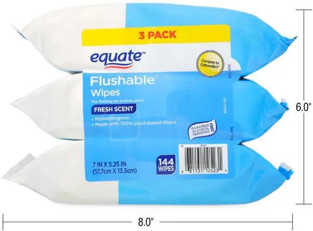 Alt view image 5 of 5 - ICUTE-Equate Flushable Wet Wipes, Fresh Scent, 144 Wipes, 3 Pack