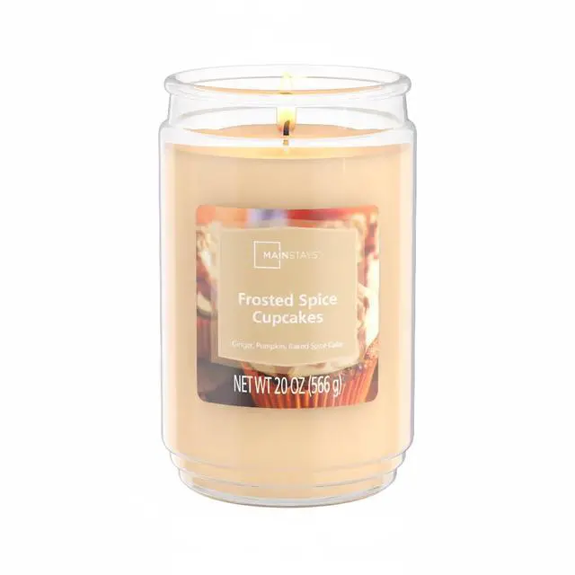 Main image of ICUTE-Mainstays Single-Wick Scented Glass Jar Candle, Frosted Spice Cupcakes, 20oz.