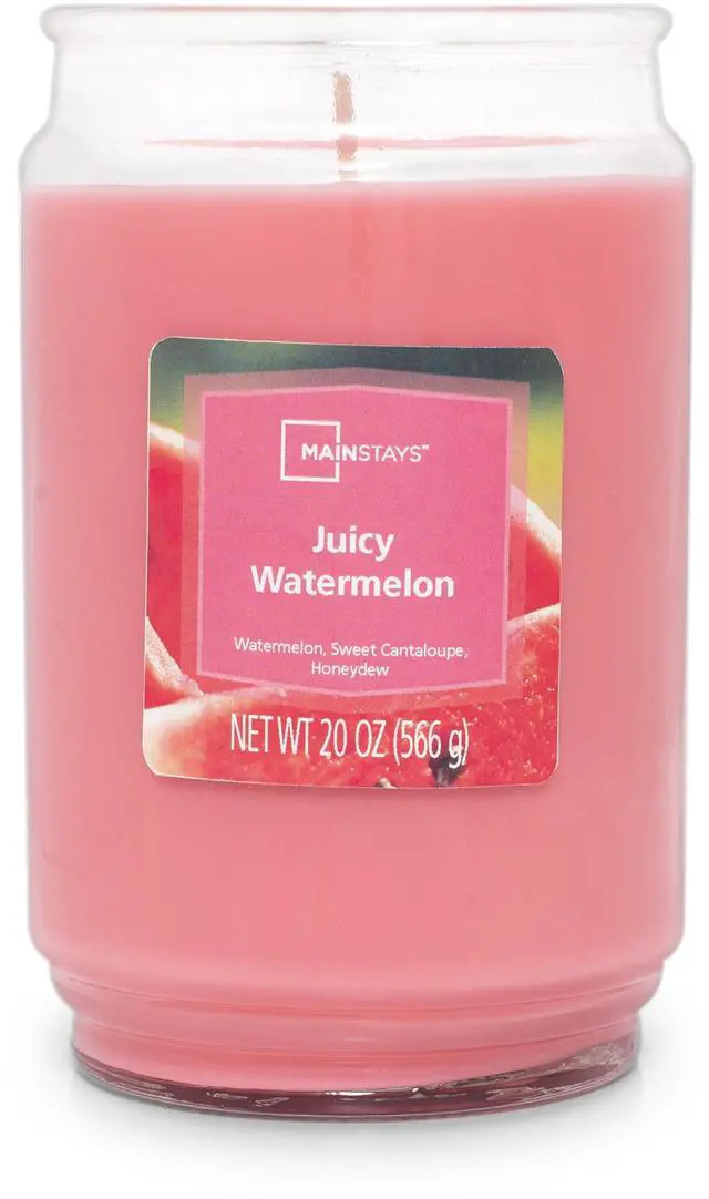Main image of ICUTE-Mainstays Juicy Watermelon Scented Single Wick Jar Candle, 20 oz