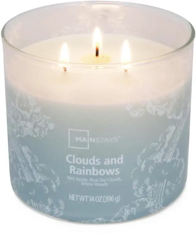 Main image of ICUTE-Mainstays 3-Wick Clouds & Rainbows Scented Jar Candle, 14 oz
