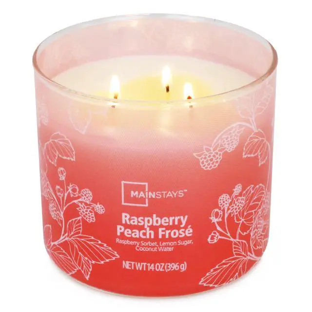 Alt view image 2 of 6 - ICUTE-Mainstays 3-Wick Ombre Wrap Raspberry Peach Scented Candle, 14 oz