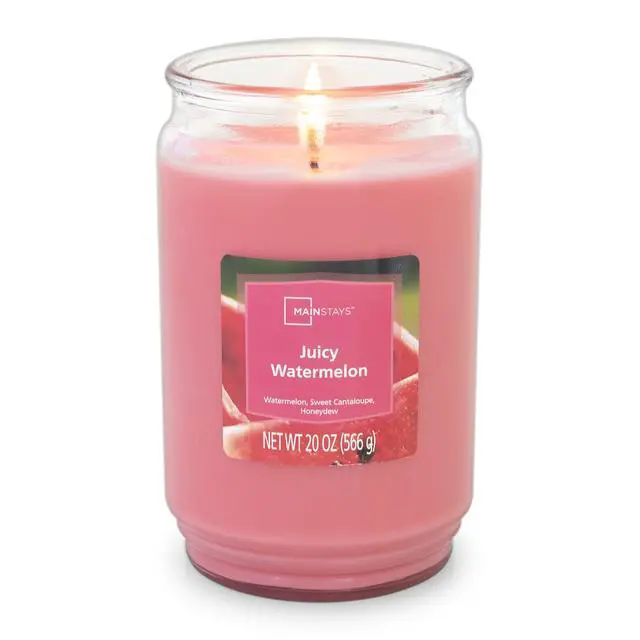 Alt view image 4 of 4 - ICUTE-Mainstays Juicy Watermelon Scented Single Wick Jar Candle, 20 oz