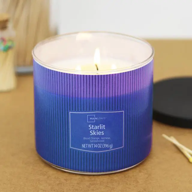 Alt view image 2 of 4 - ICUTE-Mainstays 3-Wick Textured Wrapped Starlit Skies Scented Candle, 14 oz