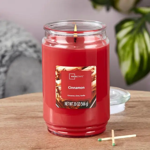 Alt view image 6 of 6 - ICUTE-Mainstays Single-Wick Scented Glass Jar Candle, Cinnamon, 20oz.