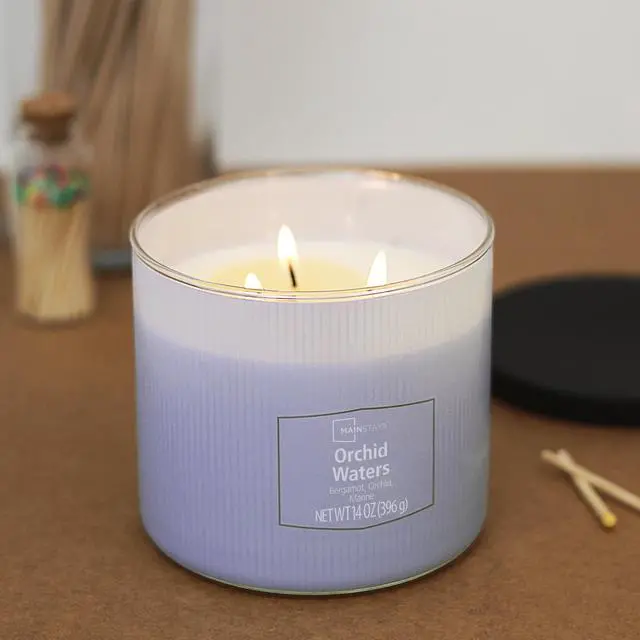 Alt view image 3 of 5 - ICUTE-Mainstays 3-Wick Textured Wrapped Orchid Waters Candle, 14 Ounce