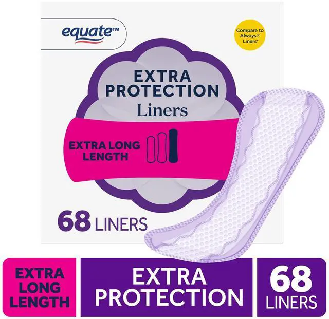 Main image of ICUTE-Equate Extra Protection Everyday Panty Liners, Extra Long Length, 68 Count