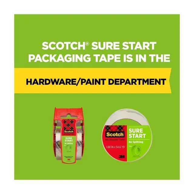 Alt view image 2 of 6 - ICUTE-Scotch Sure Start Packaging Tape, Clear, 1.88 in. x 54.6 yd., 1 Roll