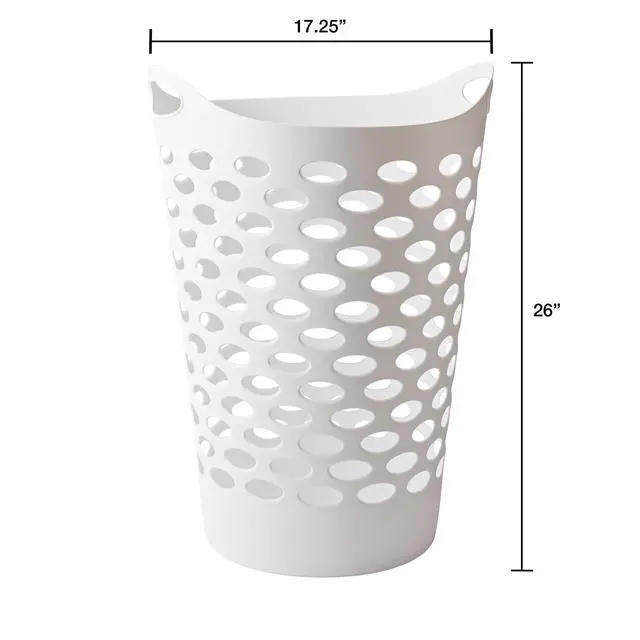 Alt view image 3 of 7 - ICUTE-Mainstays Flexible Round Laundry Hamper, White Plastic