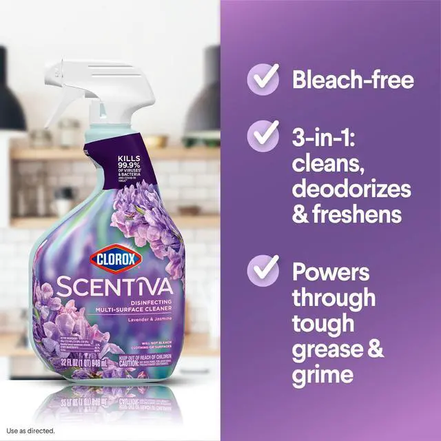 Alt view image 5 of 7 - ICUTE-Clorox Scentiva Disinfecting Multi-Surface Cleaner Spray, Lavender & Jasmine, 32 fl oz