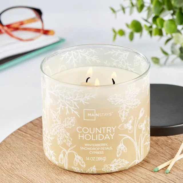 Alt view image 2 of 6 - ICUTE-Mainstays 3-Wick Ombre Wrapped Country Holiday Scented Jar Candle, 14 oz