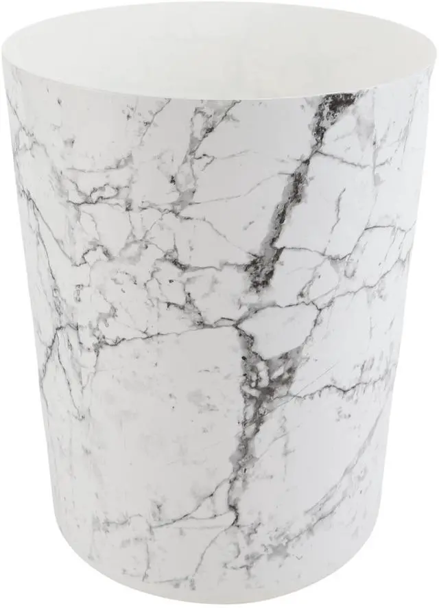 Main image of ICUTE-Mainstays 5 gal Open-Top Bathroom Trash Can, Plastic Garbage Bin, White Marble
