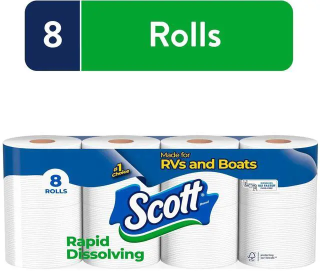 Main image of ICUTE-Scott Rapid-Dissolving Toilet Paper for RVs & Boats, 8 Double Rolls