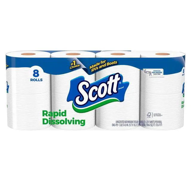 Alt view image 6 of 6 - ICUTE-Scott Rapid-Dissolving Toilet Paper for RVs & Boats, 8 Double Rolls
