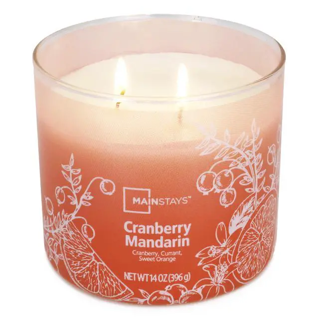 Alt view image 2 of 6 - ICUTE-Mainstays 3-Wick Ombre Wrap Cranberry Mandarin Candle, 14 Ounce