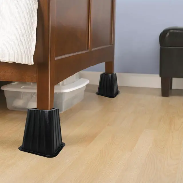 Alt view image 3 of 5 - ICUTE-Mainstays Black Plastic Bed Risers to Raise Your Bed for Storage, 4 Pack, 6.50 in x 6.50 in x 6 in