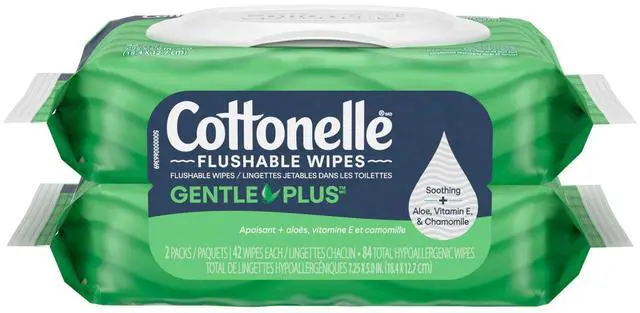 Alt view image 5 of 5 - ICUTE-Cottonelle Gentle Plus Flushable Wet Wipes, 2 Flip-Top Packs