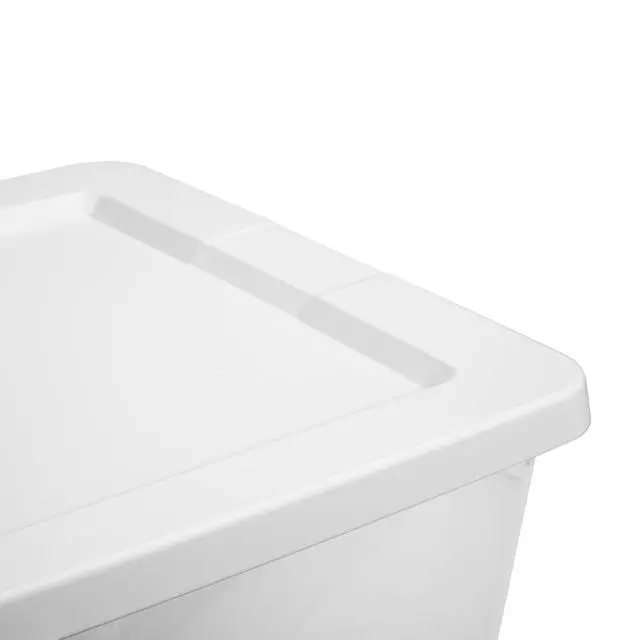 Alt view image 4 of 7 - ICUTE-Sterilite 58 Quart Medium Storage Bin, Clear Plastic Storage Container with Snap-On Lid, White