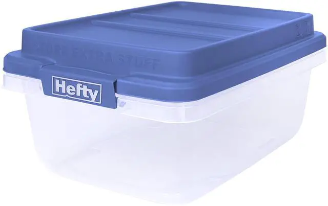 Alt view image 3 of 6 - ICUTE-Hefty HI-RISE 18 Quart Small Latching Storage Bin, Clear Plastic Storage Container with Latch HI-RISE Lid, Blue