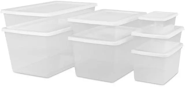 Alt view image 5 of 7 - ICUTE-Sterilite 58 Quart Medium Storage Bin, Clear Plastic Storage Container with Snap-On Lid, White